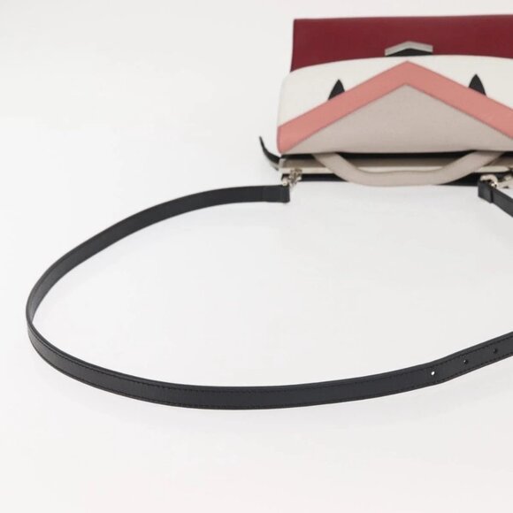 FENDI Demi Jour Bag Bugs Monster Hand Bag Leather 2way Red Silver Auth BA5782 - Picture 8 of 16